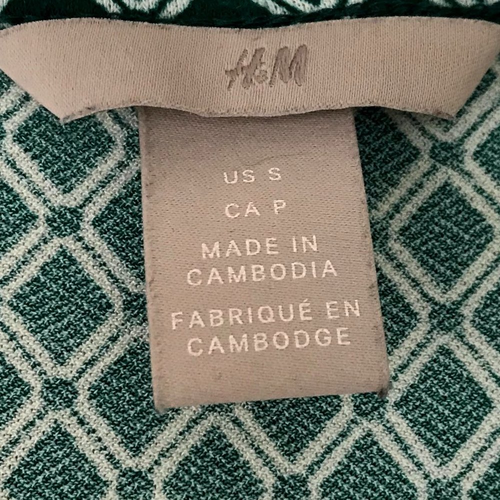 H&M Green Printed Tie-belt Dress - Size S - Picture 8 of 8